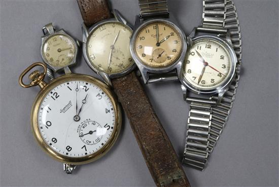 A gentlemans 1940s? stainless steel Rotary manual wind wrist watch, a Cortebert Sport mid size watch etc.